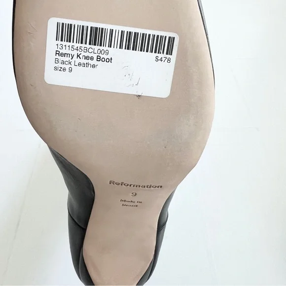 New REFORMATION Remy Knee Boot Black Leather Knee-High Women's SIZE 9 - Picture 7 of 12